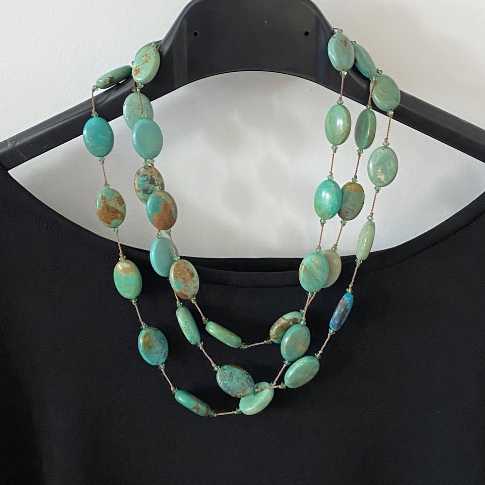 MARGO MORRISON three strand turquoise necklace